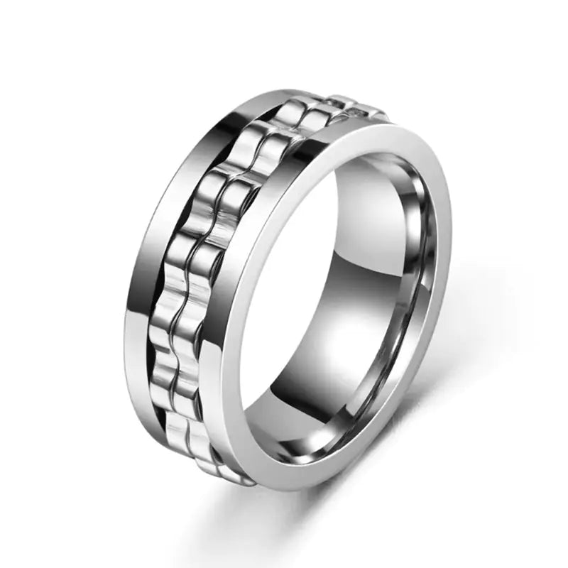The Knurl spinner ring, Silver