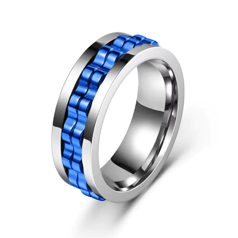 The Knurl spinner ring, Blue