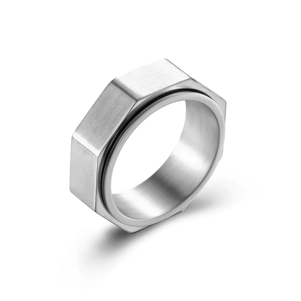 The Facet spinner ring, Steel