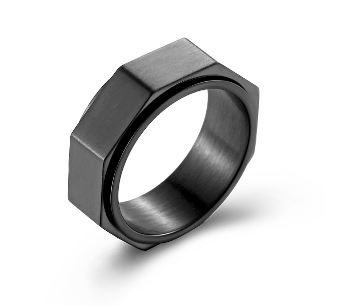 The Facet spinner ring, Black